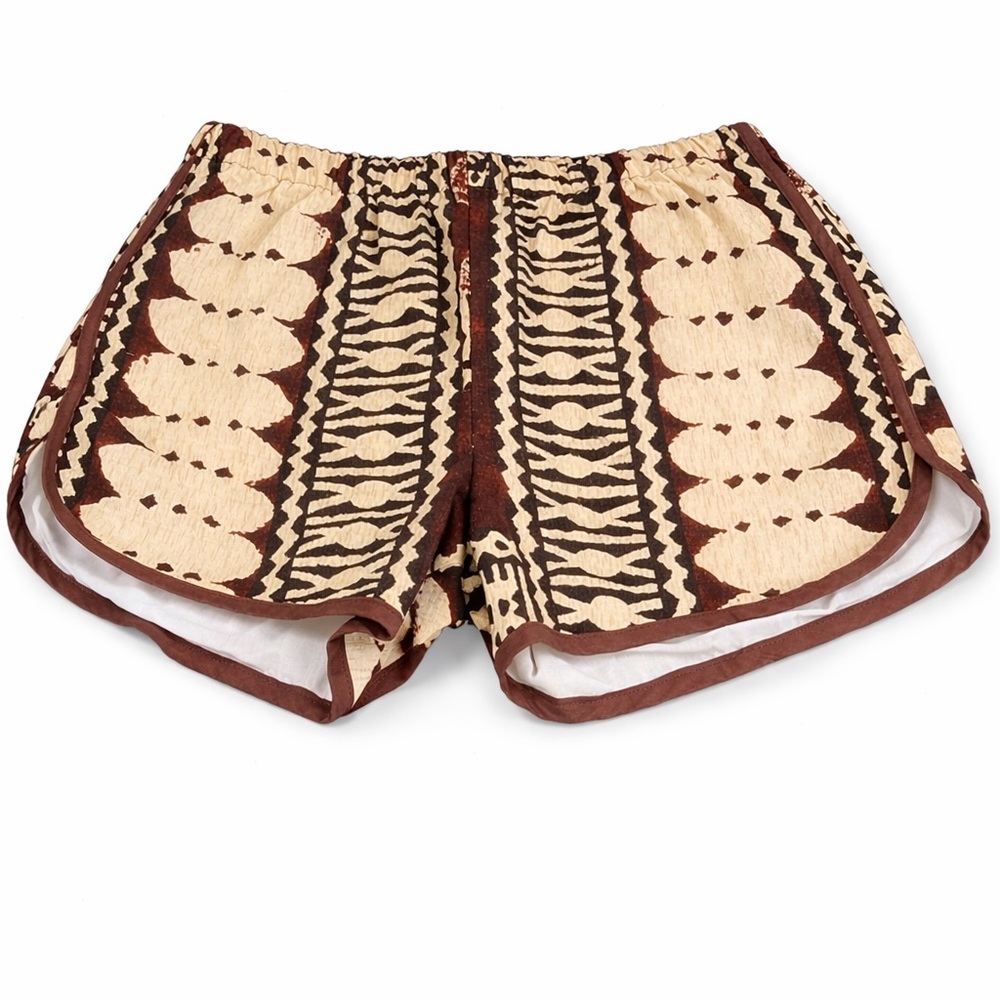 Tapa Designs Hawaii Tribal Print Coconut Cloth Shorts Elastic Waist